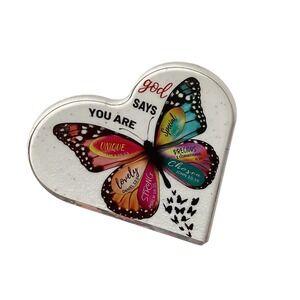 Heart‎ Shaped Inspirational God Says You Are Butterfly Religious Gift